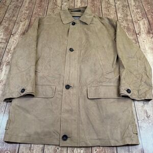Newport Harbor Faux Suede Car Coat Mens Large Tan Lined Full Zip Button Front